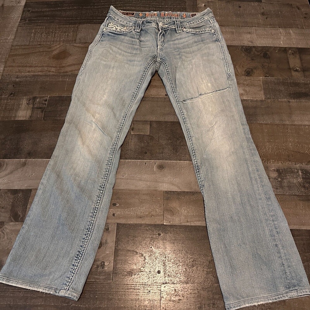 Rock Revival Jeans Women's 27 Abbie‎ Boot Stretch Bling Distressed Fits 29x31